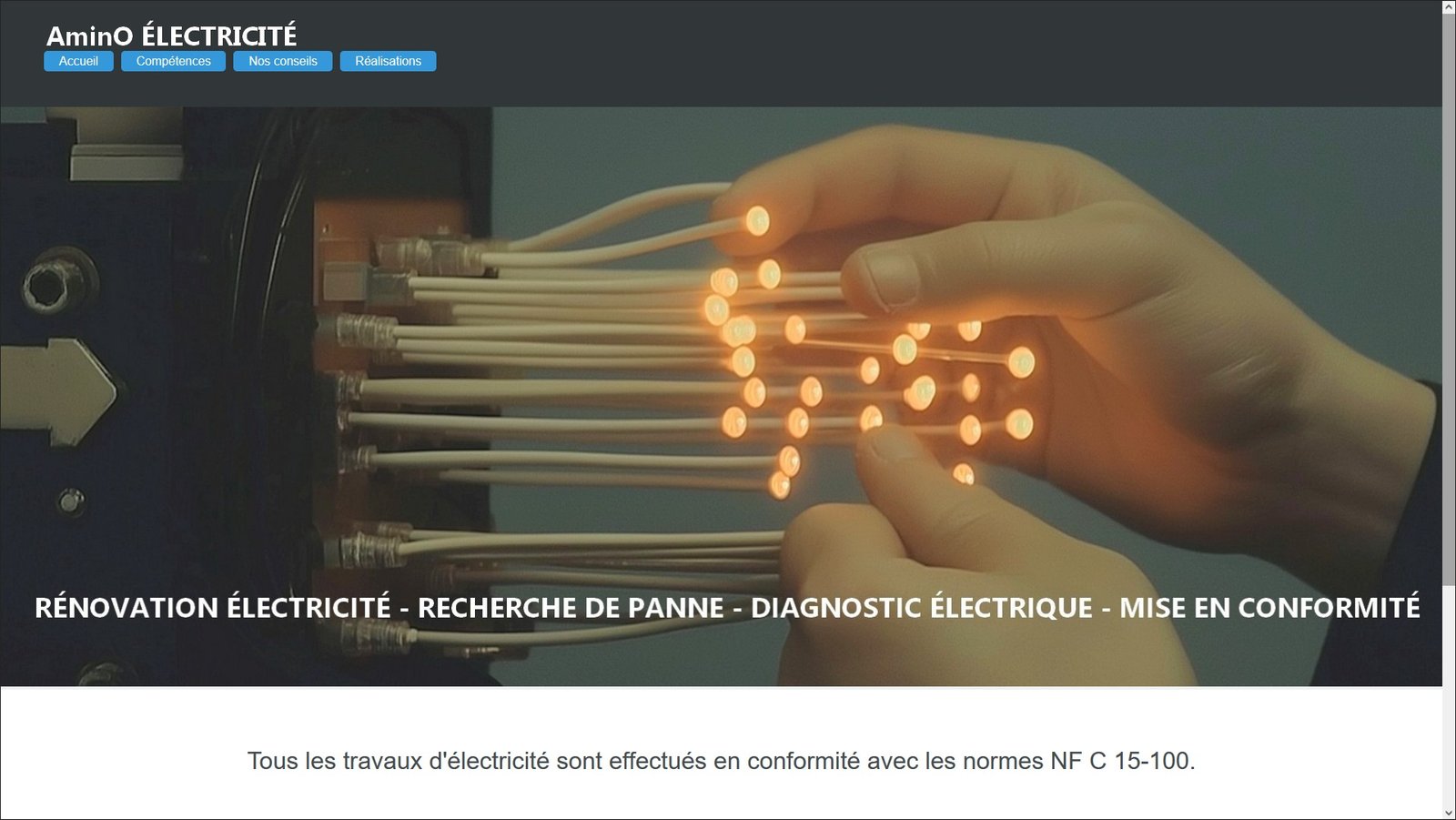 Site vitrine cr�� avec l'offre Rapido Web pour artisan �lectricien