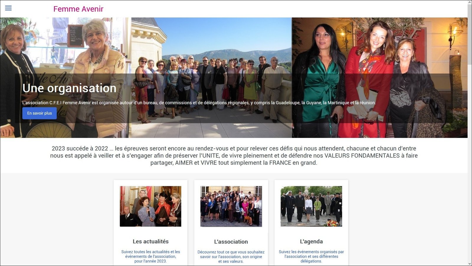 Site vitrine cr�� avec l'offre Rapido Web pour une association culturelle de femmes