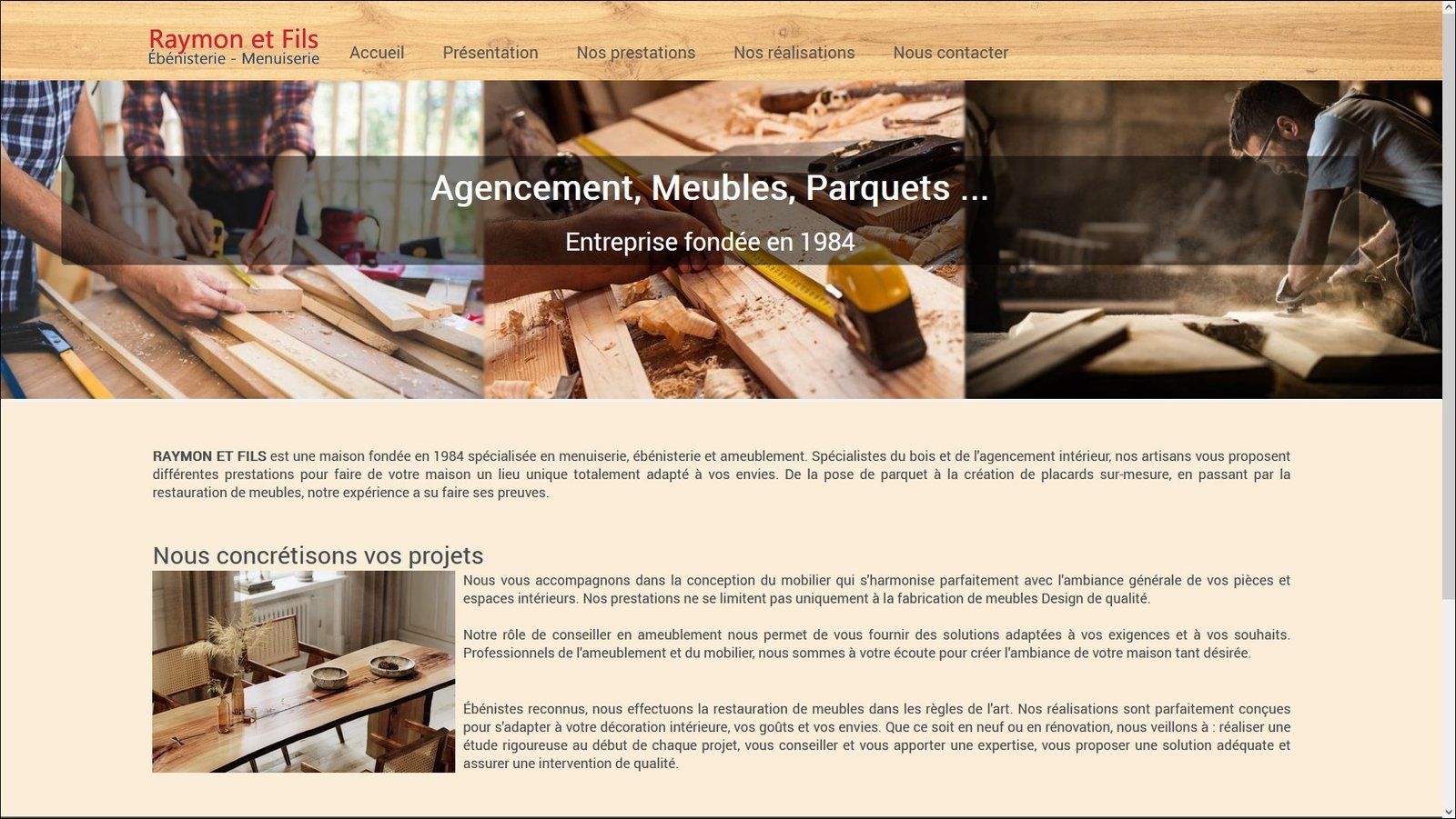 Site vitrine cr�� avec l'offre Rapido Web pour artisan